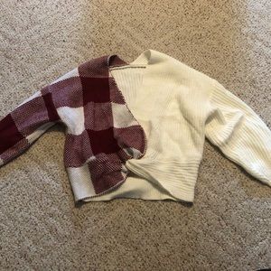 Color-block Crossover Sweater